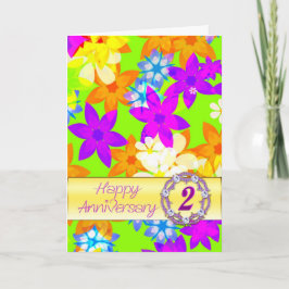 Cartão Flores fabulosas 2º aniversário para um casal