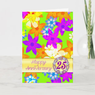 Cartão Flores fabulosas 25º aniversário para um casal