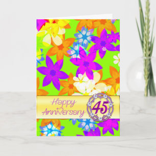 Cartão Flores fabulosas 45º aniversário para um casal