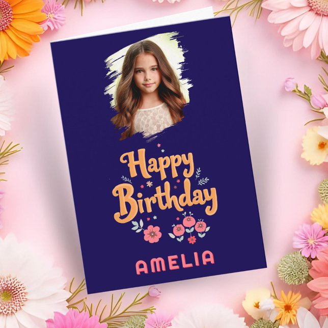 Cartão Flores Florais Feliz Aniversário Foto De Mantiment (Criador carregado)