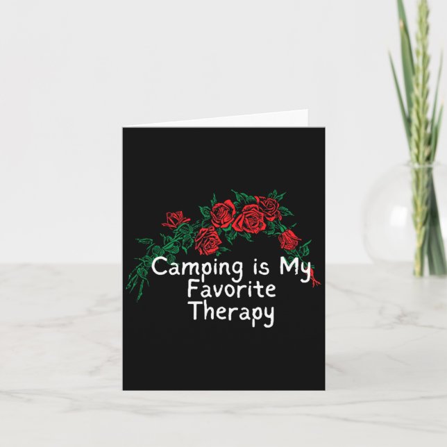 Cartão Flores gráfico retrô vermelho é camping favorito (Frente)