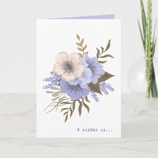 Cartão Flores, Irmã é a citação de Deus (Frente)