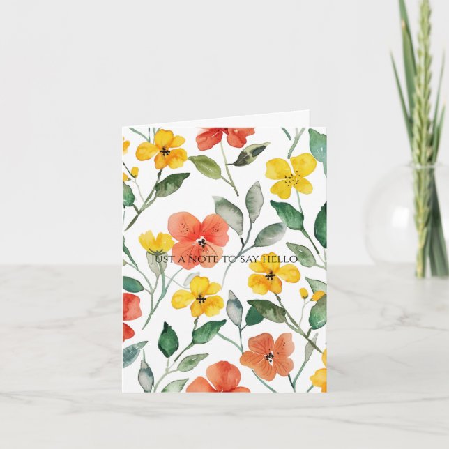 Cartão Flores Laranja Amarelas Pensando Em Você (Frente)