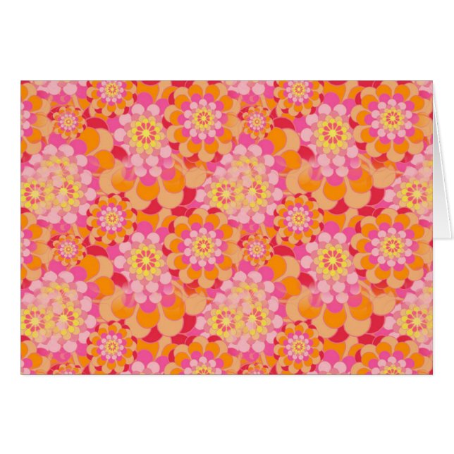 Cartão Flores Laranja e Rosa (Frente Horizontal)
