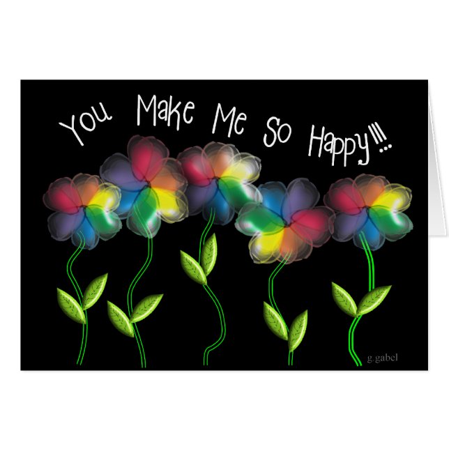 Cartão Flores lésbicas alegres do arco-íris (Frente Horizontal)