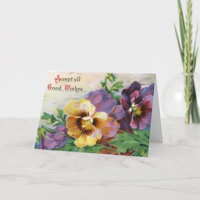Cartão Flores Luminosas Amarelas e Roxas de Aniversário  (Frente)