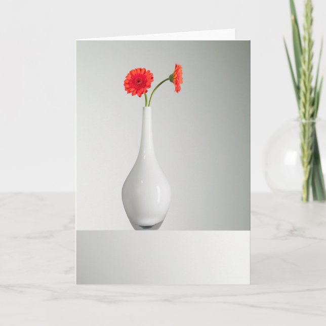 Cartão Flores | Orange Gerbera em Vase (Frente)