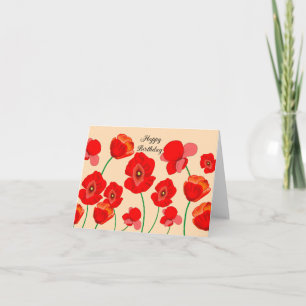 Cartão Flores Papoulas Vermelhas Personalizadas