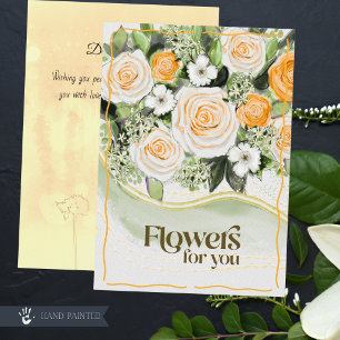 Cartão Flores para Você Rosa Dourada Floral Recupere-se B