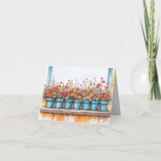 Cartão Flores Potes Ilustração Coloração do Pastel Desenh