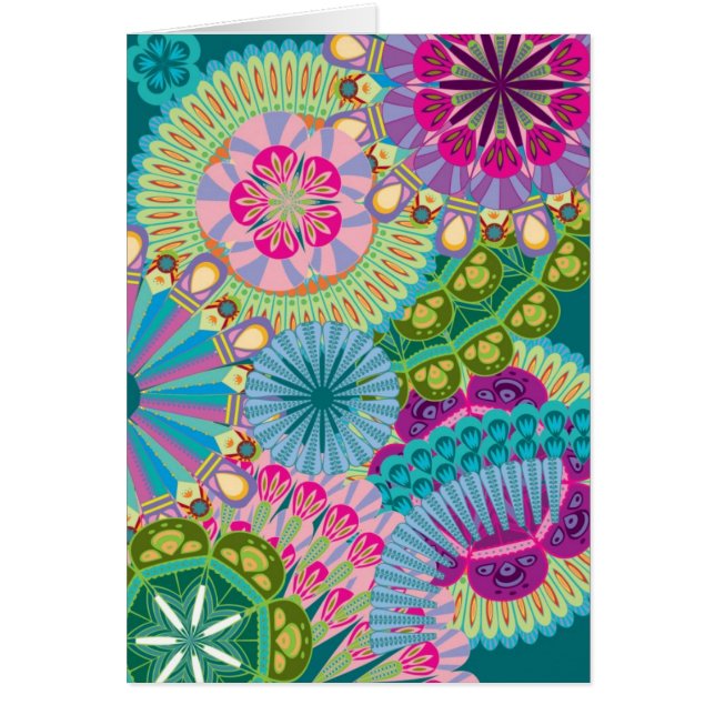 Cartão flores psychadelic da pena (Frente)