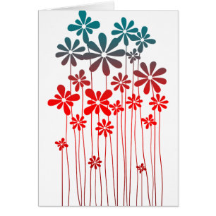 Cartão Flores Retro Teais