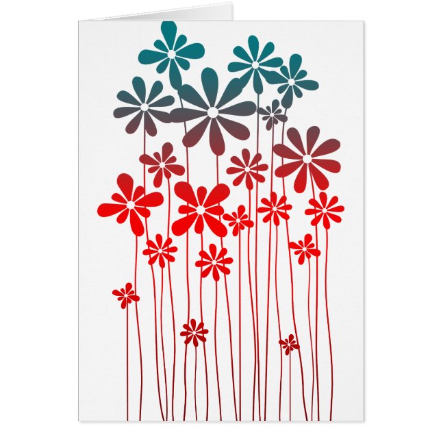 Cartão Flores Retro Teais (Frente)