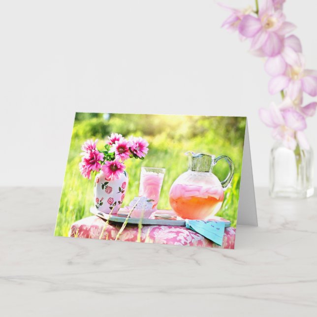 Cartão Flores Rosa bonito E Bebida Com Limonada De Morang (Orquídea)