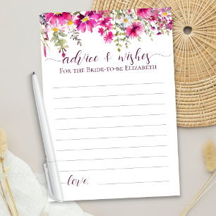 Cartão Flores Rosa Brilhantes Boho Floral Deseja Conselho