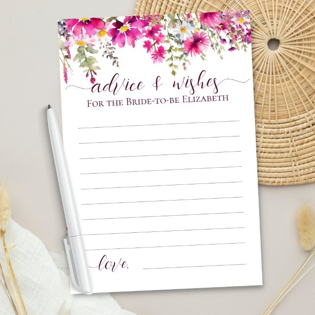 Cartão Flores Rosa Brilhantes Boho Floral Deseja Conselho (Criador carregado)