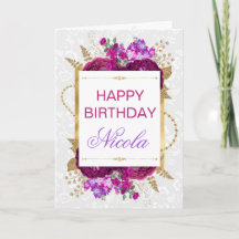 Flores Rosa Escuro e Roxo Aniversário