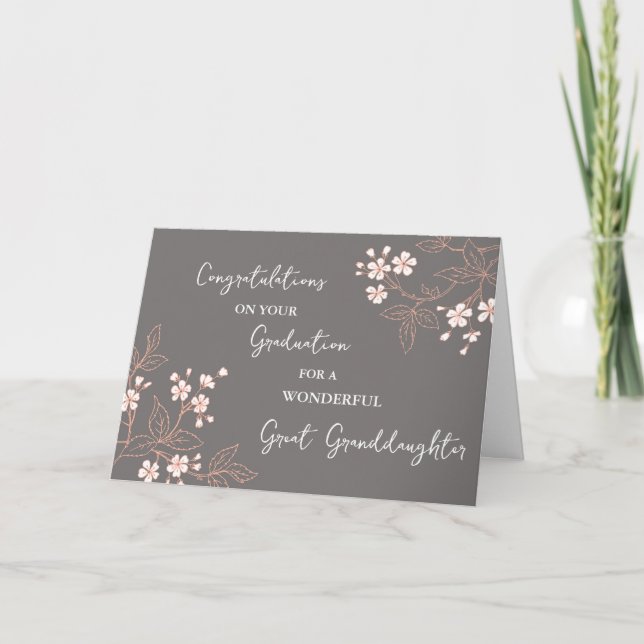 Cartão Flores Rosa Excelente Graduação da neta (Frente)