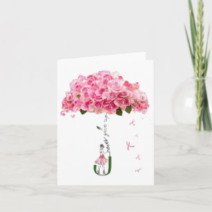 Cartão Flores Rosa Frota Fita Brisa Luta de Consciência d