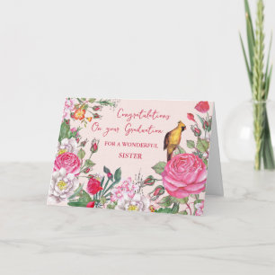 Cartão Flores Rosa Graduação de Parabéns Irmãs