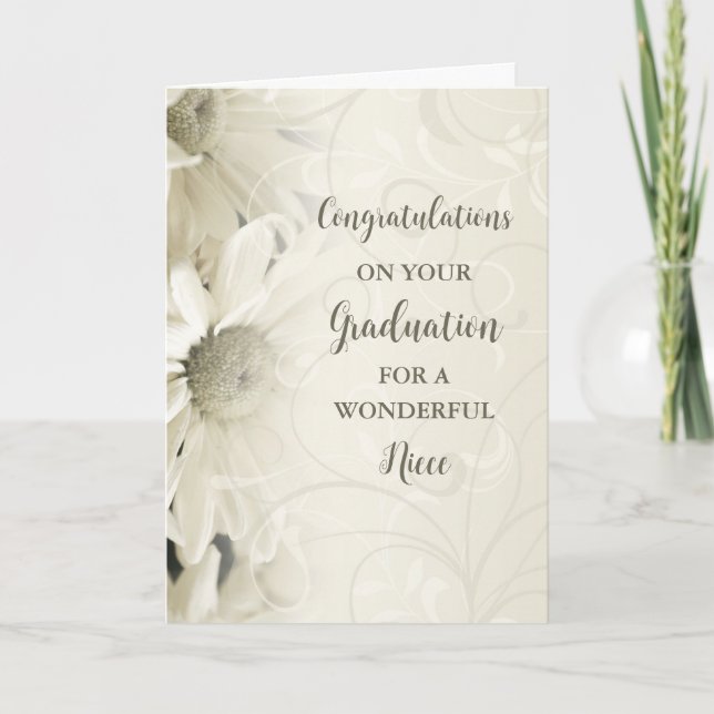 Cartão Flores Rosa Graduação de Parabéns Niece (Frente)