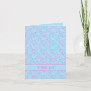 Cartão Flores Rosa Minimalista Obrigado em Azul Claro