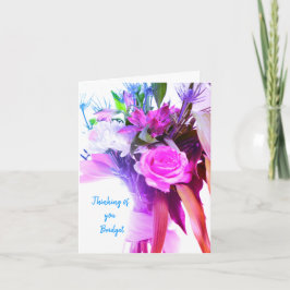 Cartão Flores Rosa Pensando em você Vai bem em breve