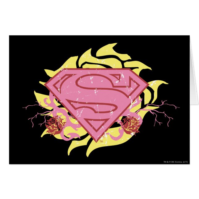 Cartão Flores Rosa Supergirl (Frente Horizontal)