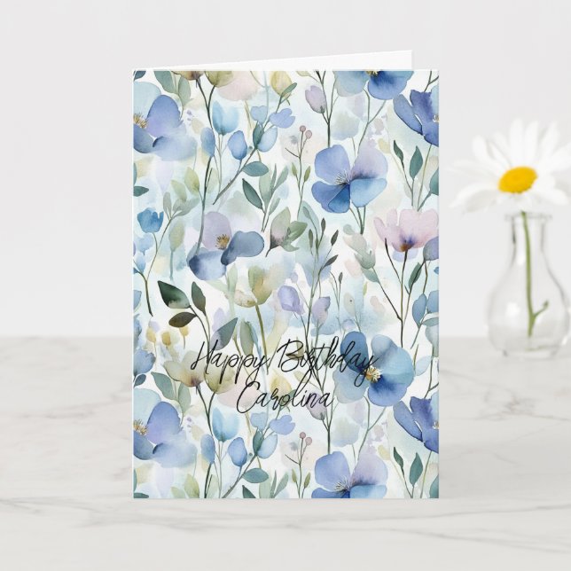 Cartão Flores Roxas Bonitas de Aniversário (Planta pequena)