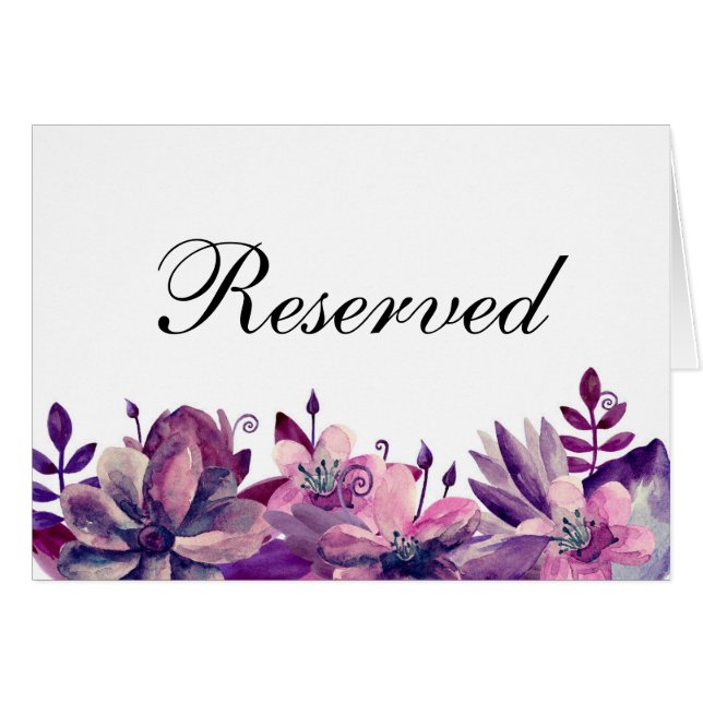 Cartão Flores roxas e rosas. Placa de reservado para casa (Frente horizontal)
