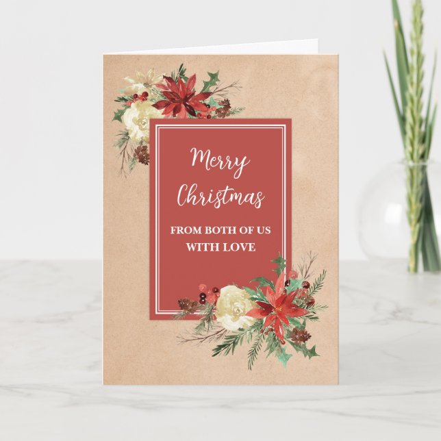 Cartão Flores Russas De Férias De Natal De Casal (Frente)