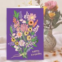 Flores Selvagens Pintadas com Gouache Feliz Aniver