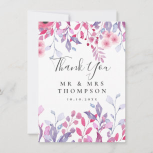 Cartão Flores Silvestres Casamento Floral País Roxo