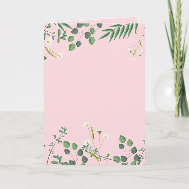 Cartão Flores Silvestres Com Casamento Rosa (Frente)