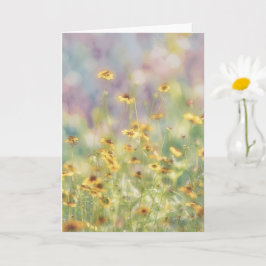 Cartão Flores silvestres em amarelo e estilo de aquarela 