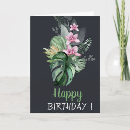 Cartão Flores Tropicais Aniversário Sombrio