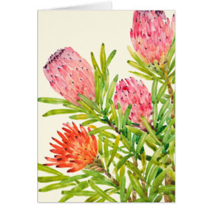 Cartão Flores tropicais de aquarela