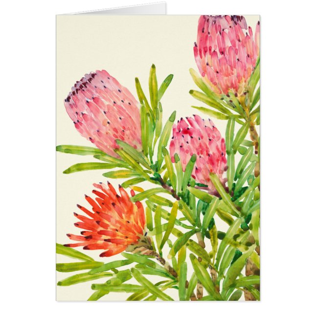 Cartão Flores tropicais de aquarela (Frente)