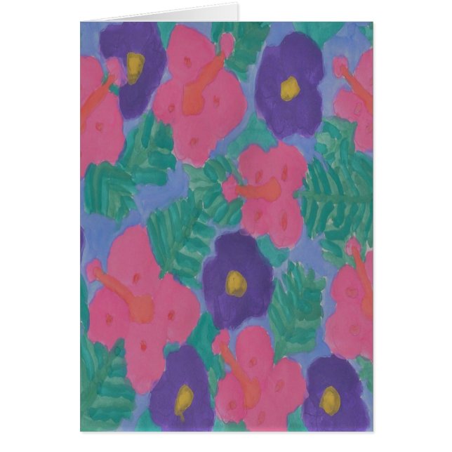 Cartão Flores Tropicais de Hibisco (Frente)