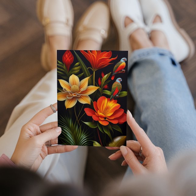 Cartão Flores tropicais e aves | Modern Haeckel (Criador carregado)