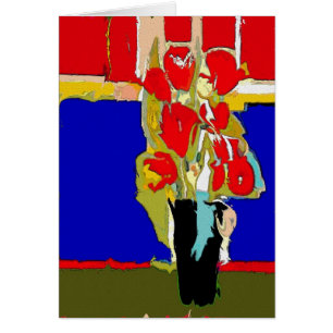 Cartão Flores Vermelhas Abstrato Matisse Hawaii