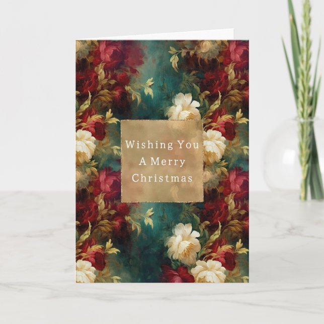 Cartão Flores Vermelhas Brancas Verdes (Frente)