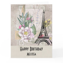 Flores Vintage, Torre Eiffel e Aniversário em Saca
