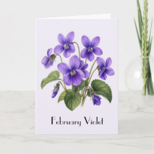 Cartão Flores Violetas de Fevereiro Saudação