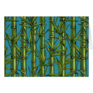 Cartão Floresta de bambu em azul