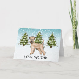 Cartão Floresta de inverno de Terrier Snowy, com revestim