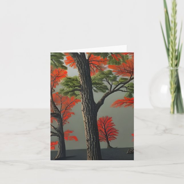 Cartão Floresta do outono abstrato Norte (Frente)