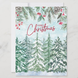 Cartão Floresta Feliz de Natal, Berries Vermelhos, Pineco