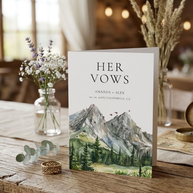 Cartão Floresta Montanhosa de Madeira Rústica Seus Votos  (Criador carregado)