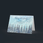 Cartão Floresta Nevada Filho & Genro Feliz Natal<br><div class="desc">Cartão de Feliz Natal para filho e genro com uma floresta em aquarela nevada e verso reflexivo.</div>